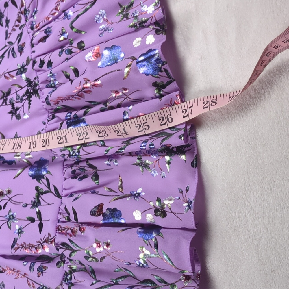 Childrensalon Lavender Floral Chiffon Gown with Puff Sleeves Size 7 - Picture 7 of 14
